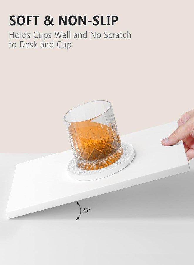 Aiawoxc Drink Coasters, Coasters Set of 6 for Cup with Holder, Non-Slip Silicone Cup Mats for Hot and Cold Drinks, Cute Absorbent Coffee Bar Accessories Table Decor, White - Image 5